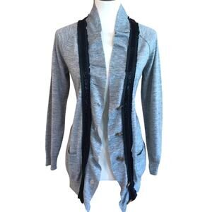 3.1 Phillip Lim Gray and black wool cashmere blend Bead embellished Cardigan S